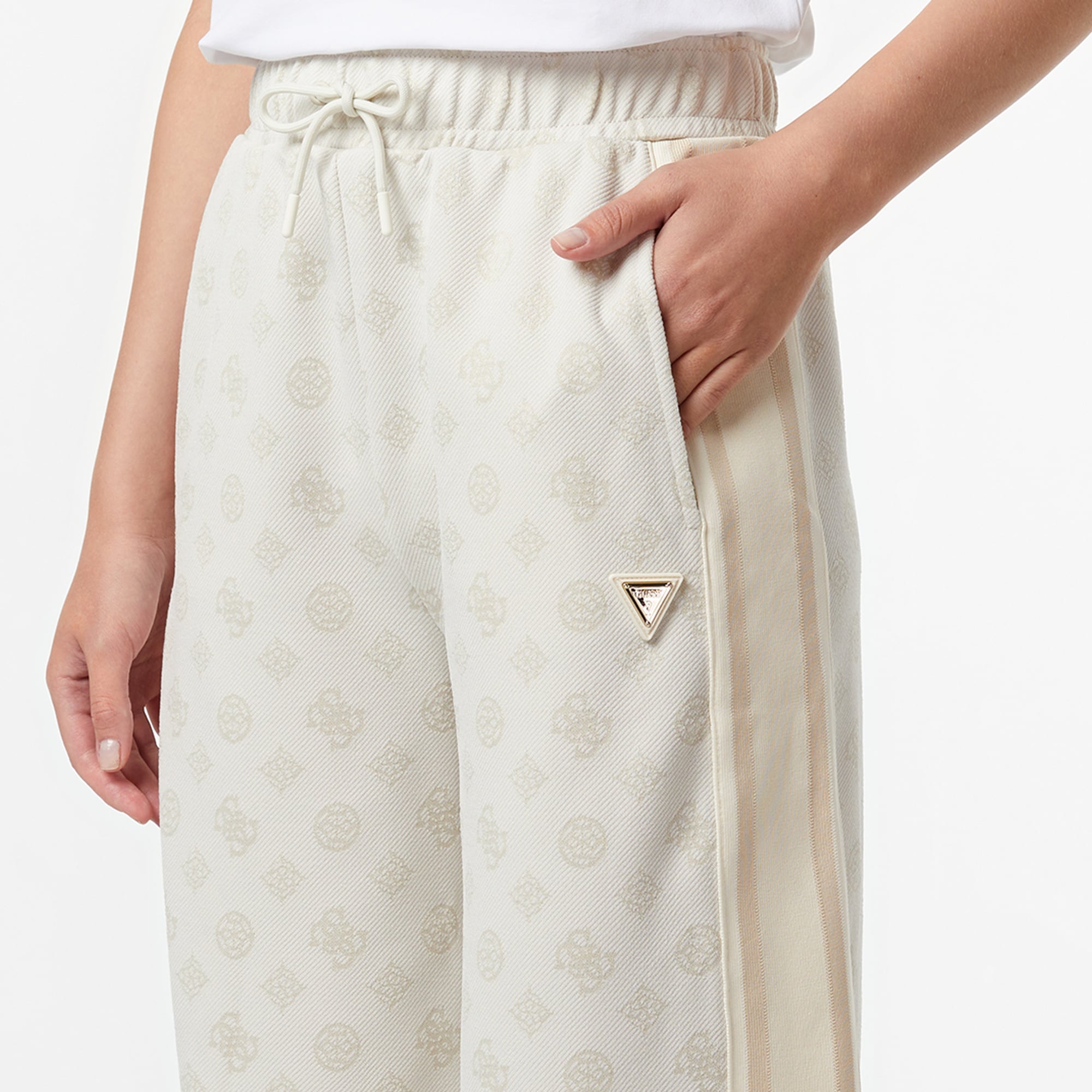 Guess Peony Palazzo Fit Kadın Beyaz Eşofman Altı