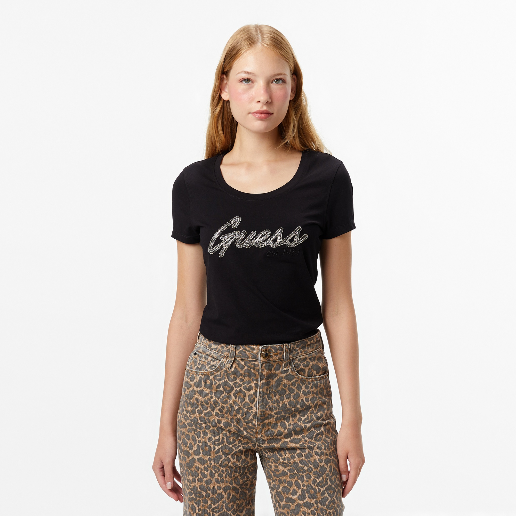 Guess Hot Slim Fit Kadın Siyah T-Shirt