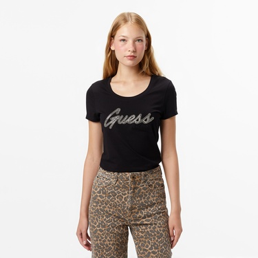  Guess Hot Slim Fit Kadın Siyah T-Shirt