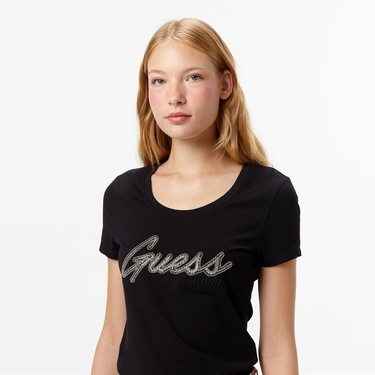  Guess Hot Slim Fit Kadın Siyah T-Shirt