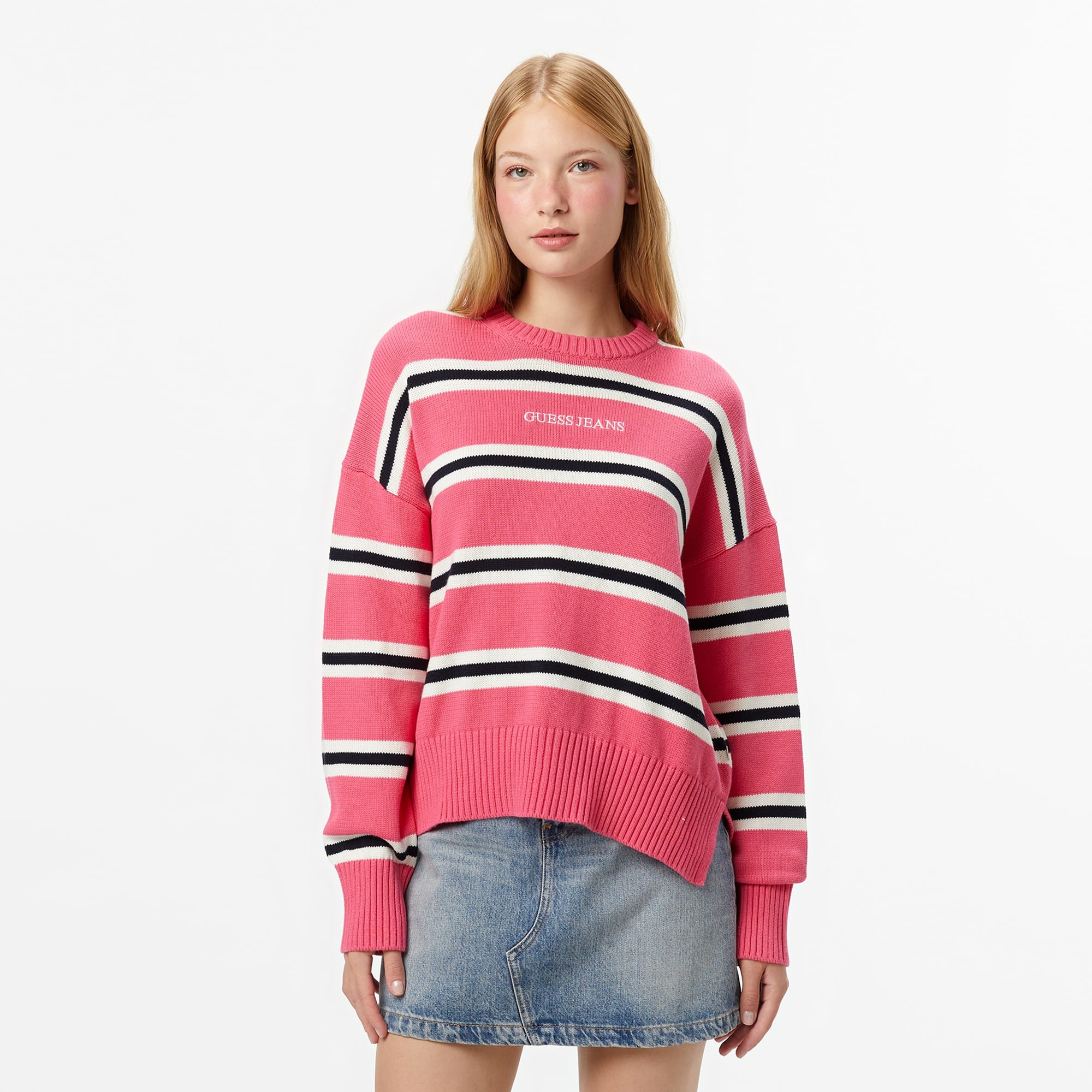 Guess Striped Kadın Pembe Triko