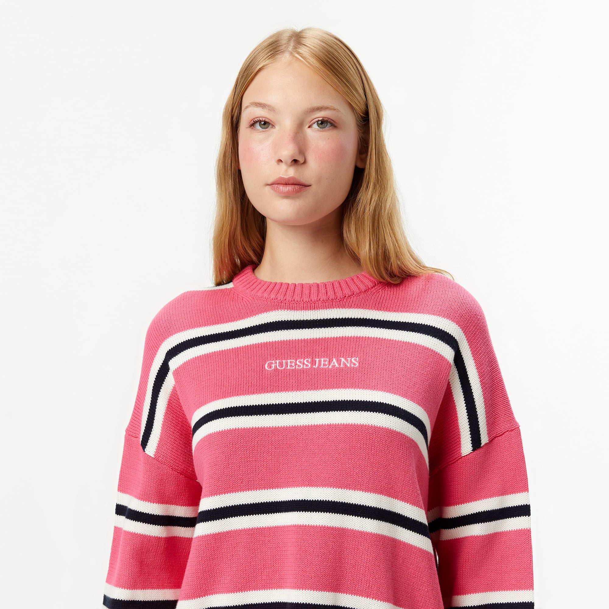 Guess Striped Kadın Pembe Triko