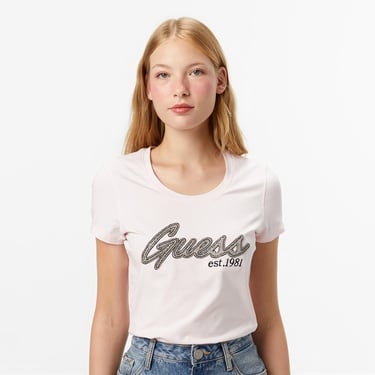  Guess Hot Slim Fit Kadın Pembe T-Shirt
