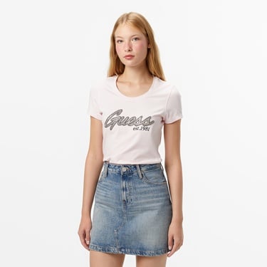  Guess Hot Slim Fit Kadın Pembe T-Shirt