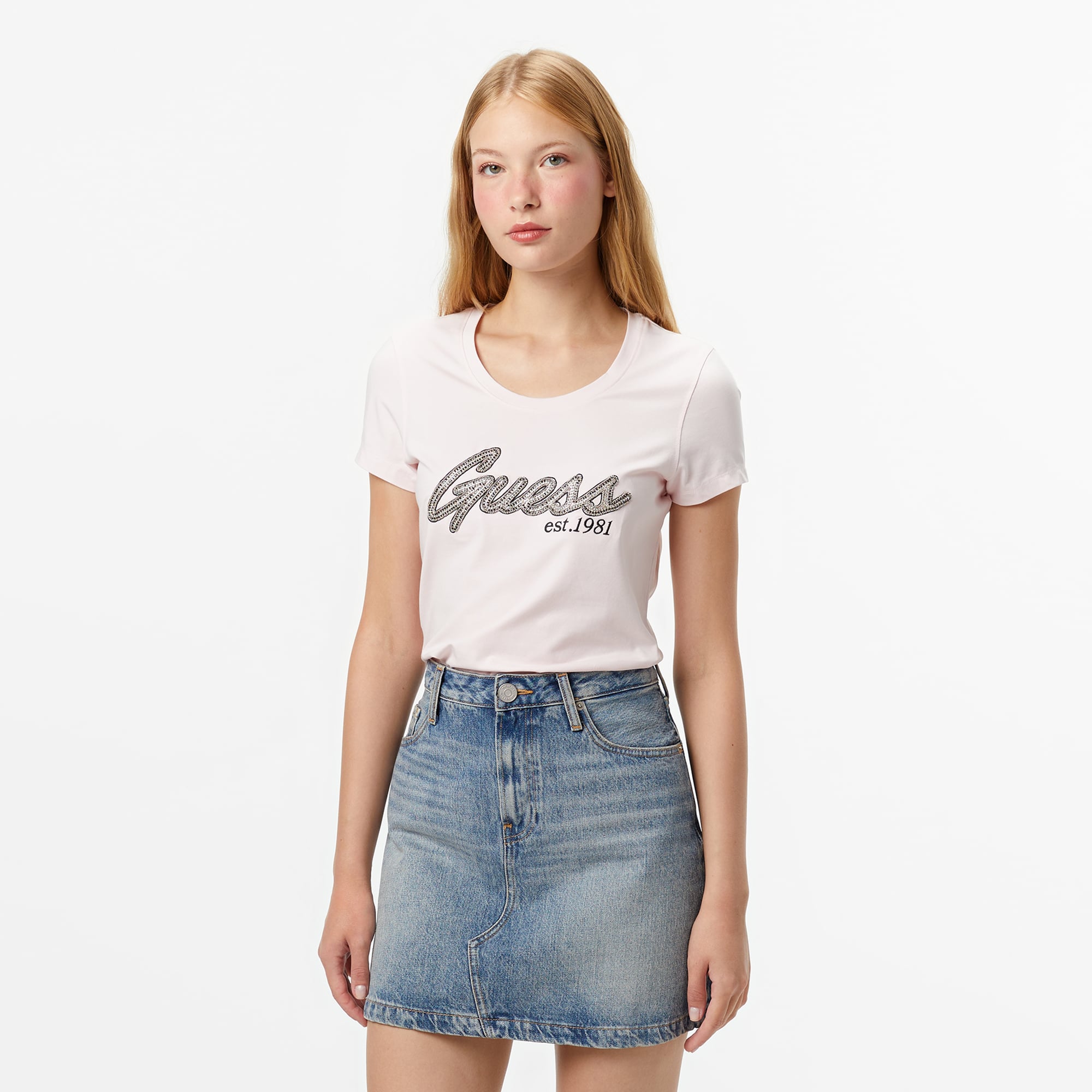  Guess Hot Slim Fit Kadın Pembe T-Shirt