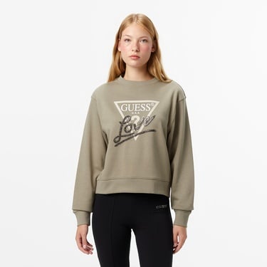  Guess Studded Kadın Yeşil Sweatshirt
