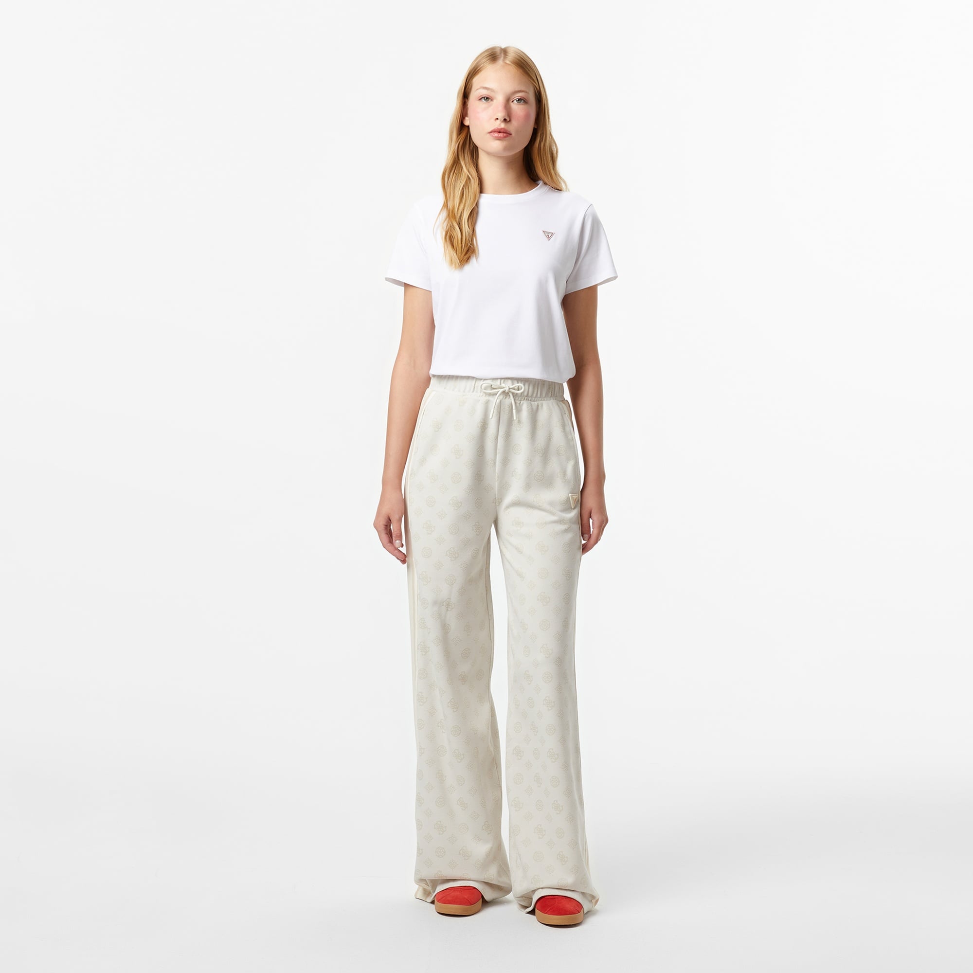 Guess Peony Palazzo Fit Kadın Beyaz Eşofman Altı