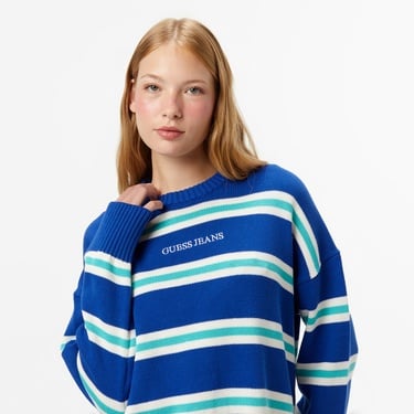  Guess Striped Kadın Mavi Triko