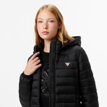  Guess Hooded Kadın Siyah Mont