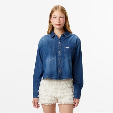  Guess Jeans Denim Kadın Mavi Gömlek