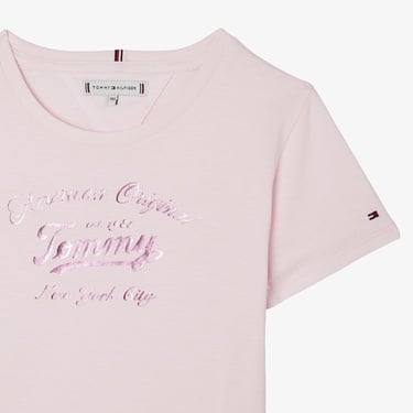  Tommy Hilfiger Metallic Script Çocuk Pembe T-Shirt