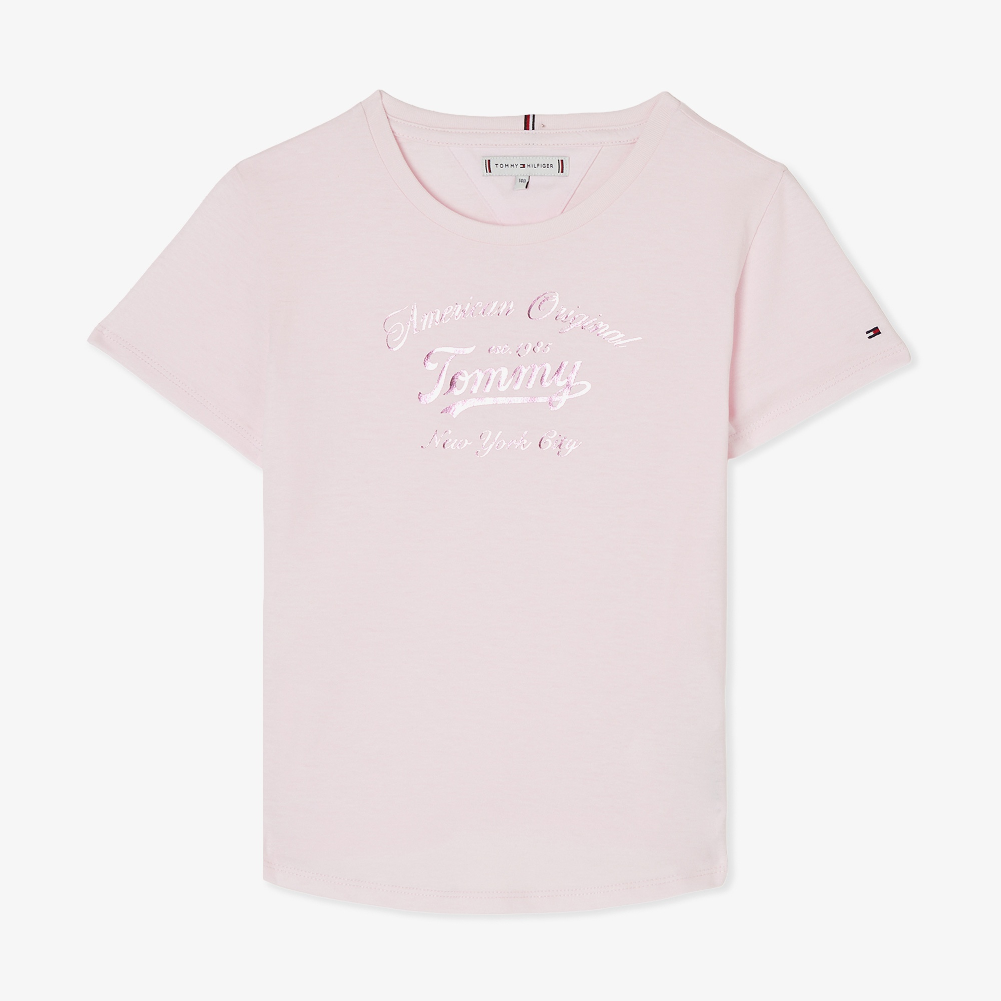 Tommy Hilfiger Metallic Script Çocuk Pembe T-Shirt