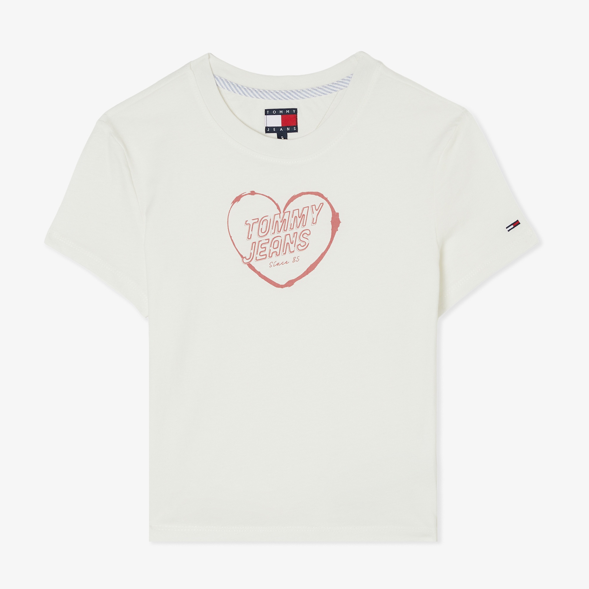 Tommy Jeans Slim Heart Kadın Beyaz T-Shirt