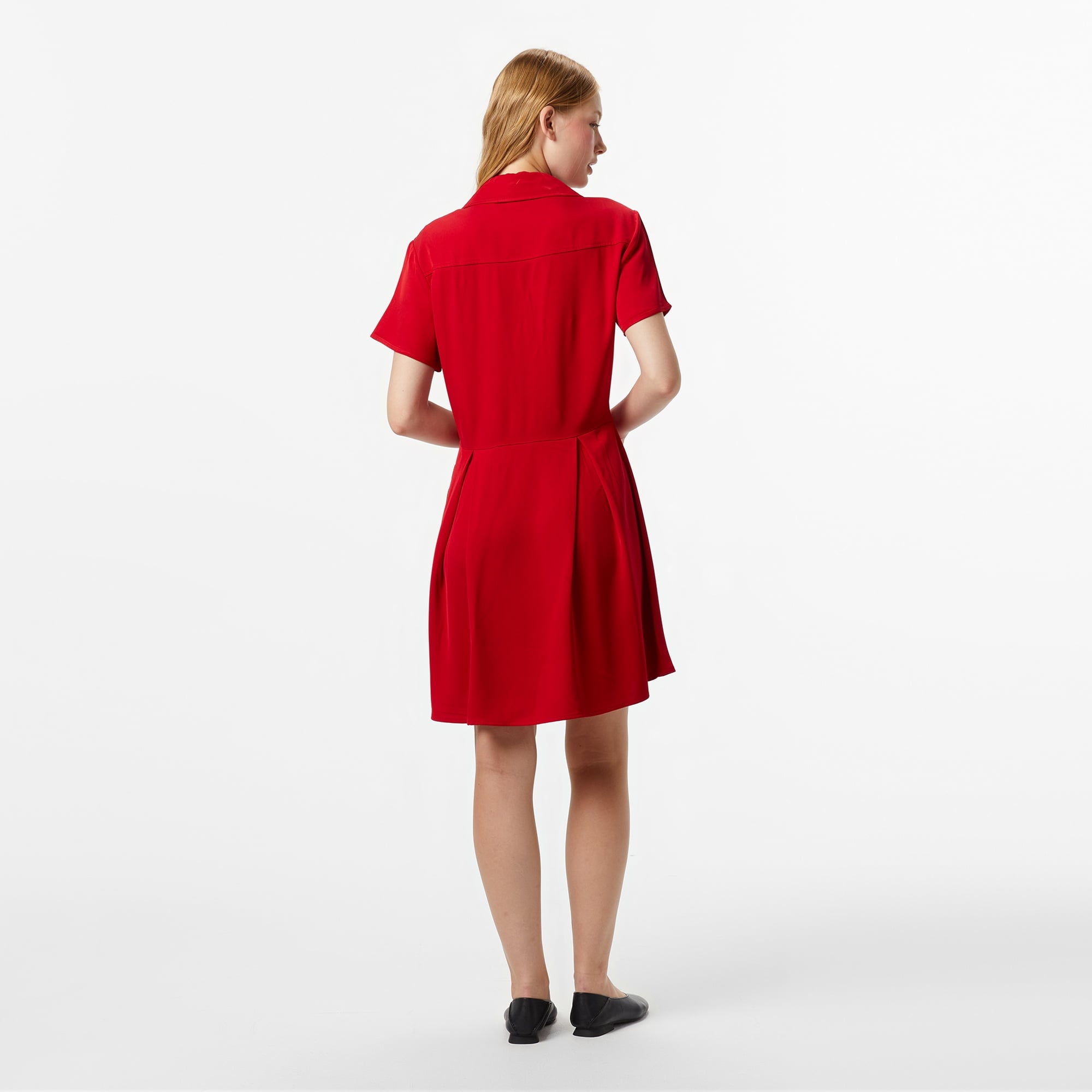 Tommy Hilfiger Vicose Twill Mini Kadın Kırmızı Elbise