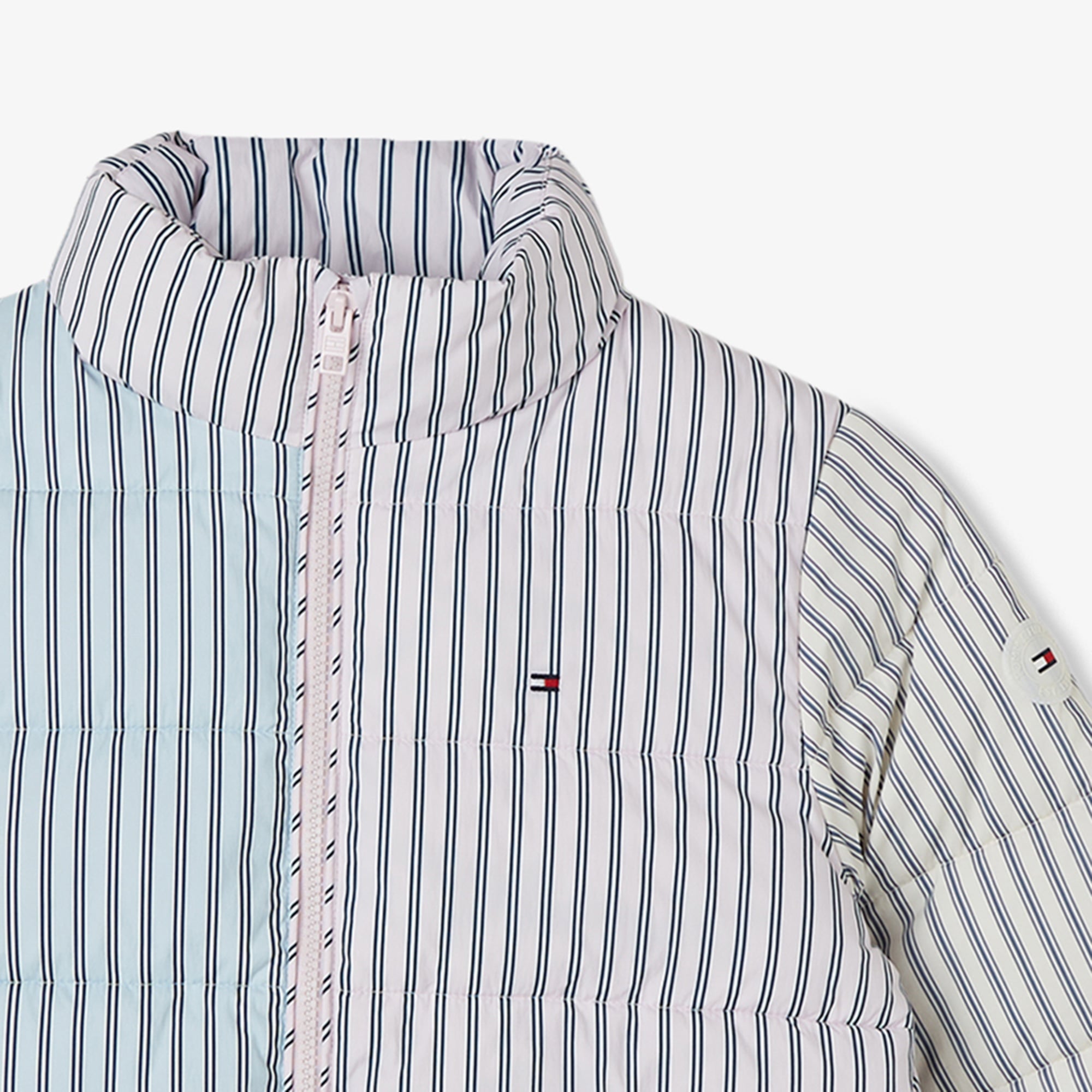 Tommy Hilfiger Mixed Stripe Puffer Çocuk Pembe Mont