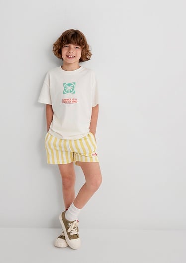  Mavi Çizgili Sarı Şort 6410012-89179