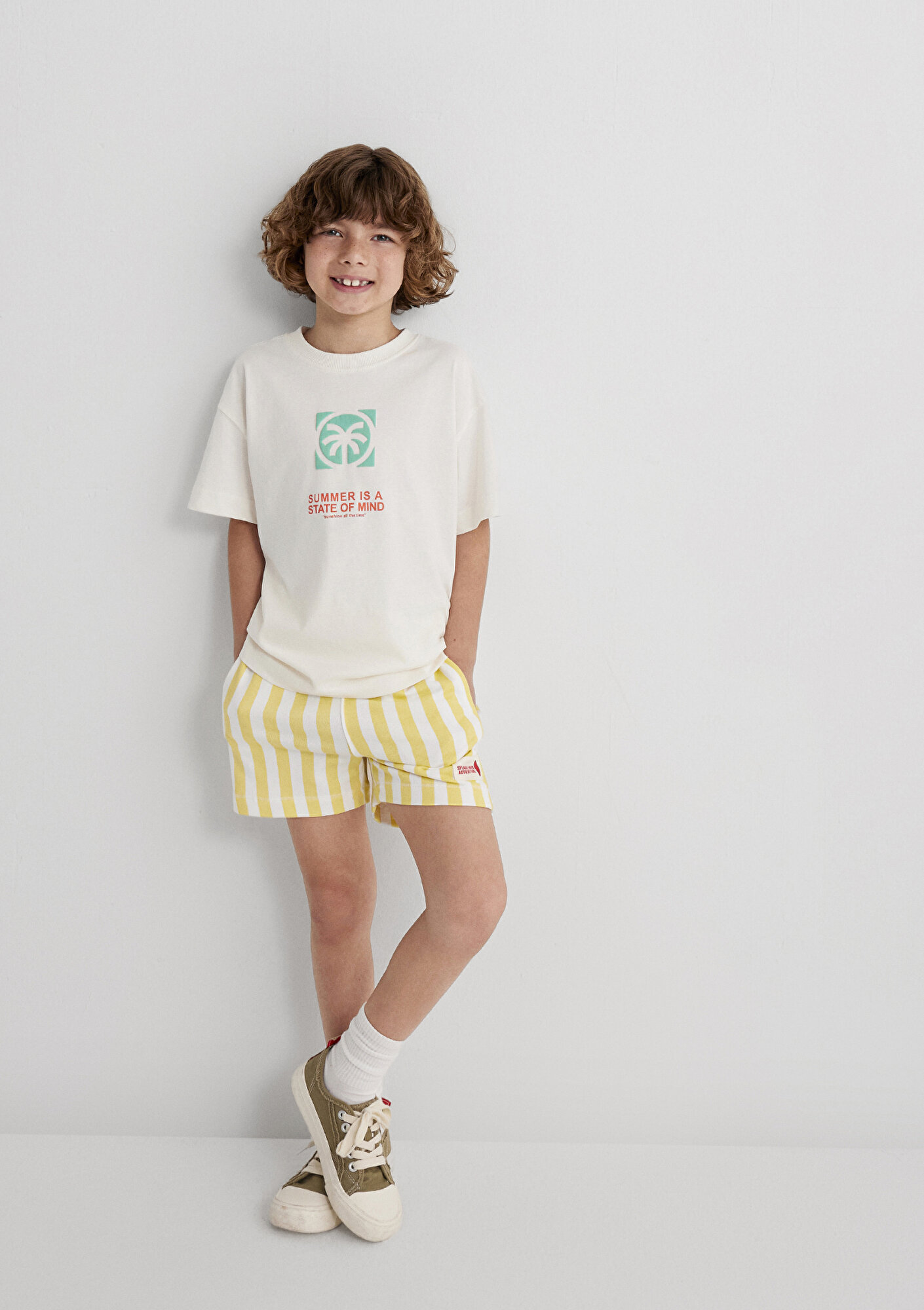  Mavi Çizgili Sarı Şort 6410012-89179