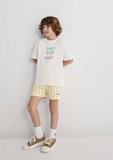  Mavi Çizgili Sarı Şort 6410012-89179