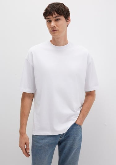  Mavi Bisiklet Yaka Siyah Basic Tişört Oversize / Geniş Kesim 0613113-620