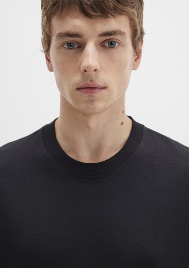  Mavi Bisiklet Yaka Siyah Basic Tişört Oversize / Geniş Kesim 0613113-900