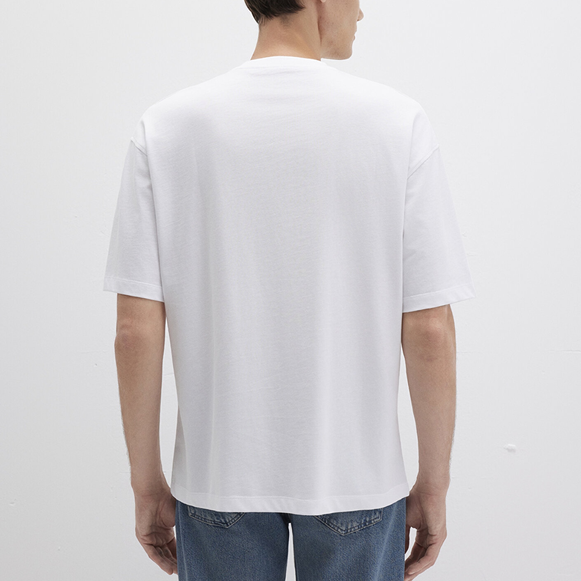 Mavi Bisiklet Yaka Siyah Basic Tişört Oversize / Geniş Kesim 0613113-620