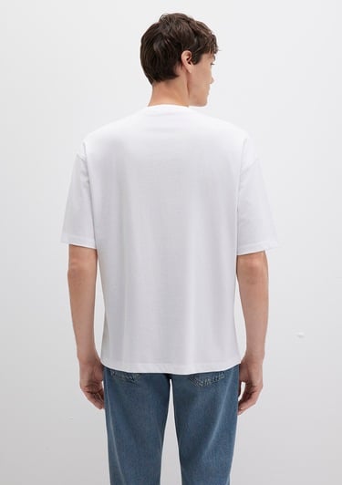  Mavi Bisiklet Yaka Siyah Basic Tişört Oversize / Geniş Kesim 0613113-620