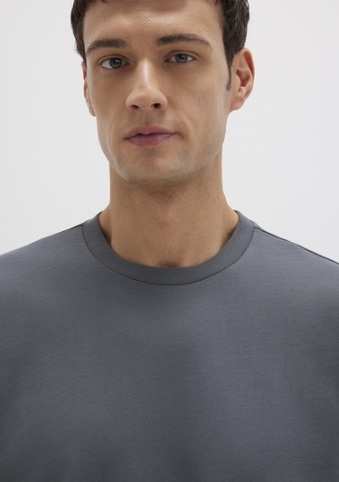  Mavi Bisiklet Yaka Lacivert Basic Tişört Loose Fit / Bol Rahat Kesim 0611596-80776