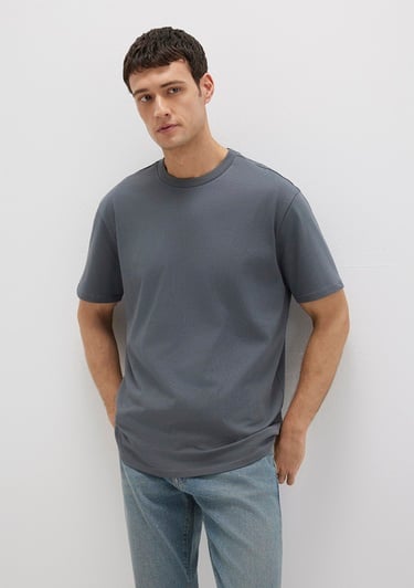  Mavi Bisiklet Yaka Lacivert Basic Tişört Loose Fit / Bol Rahat Kesim 0611596-80776