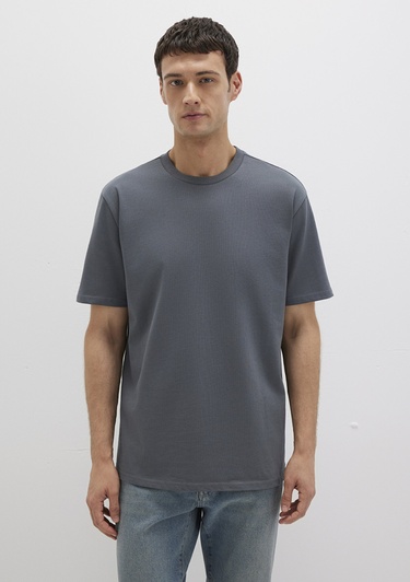  Mavi Bisiklet Yaka Lacivert Basic Tişört Loose Fit / Bol Rahat Kesim 0611596-80776