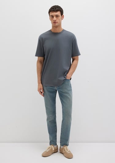  Mavi Bisiklet Yaka Lacivert Basic Tişört Loose Fit / Bol Rahat Kesim 0611596-80776