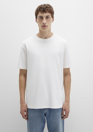  Mavi Mavi Logo Baskılı Beyaz Tişört Loose Fit / Bol Rahat Kesim 0613102-80194