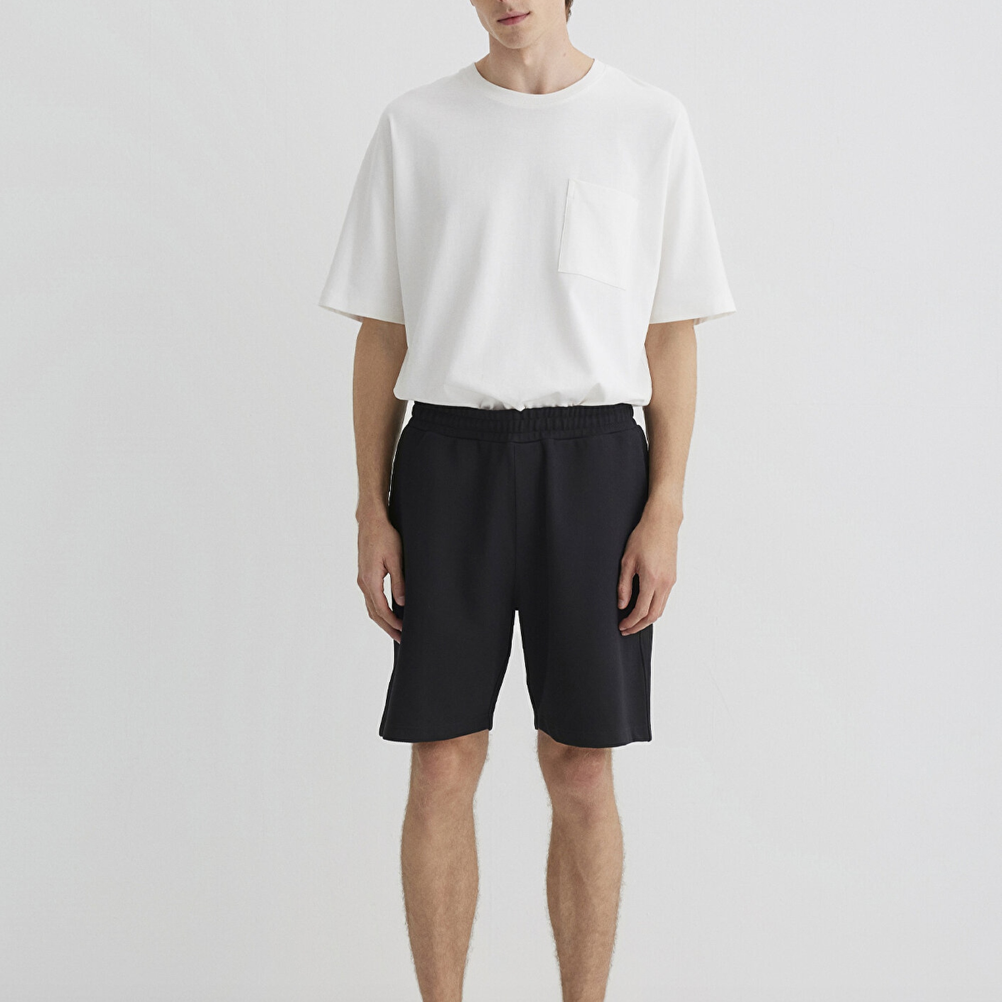 Mavi Siyah Örme Şort 0410314-900