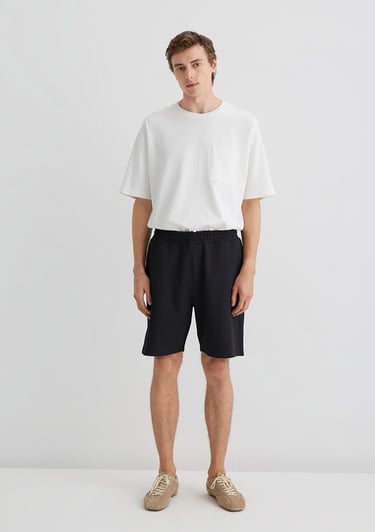  Mavi Siyah Örme Şort 0410314-900