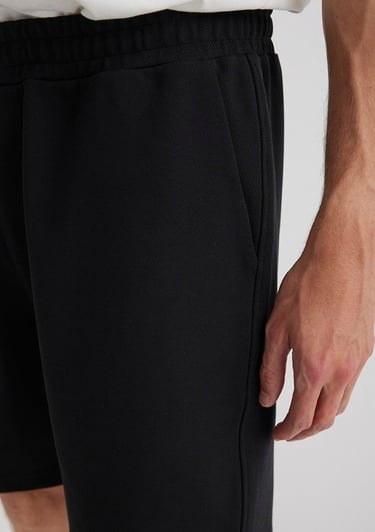  Mavi Siyah Örme Şort 0410314-900