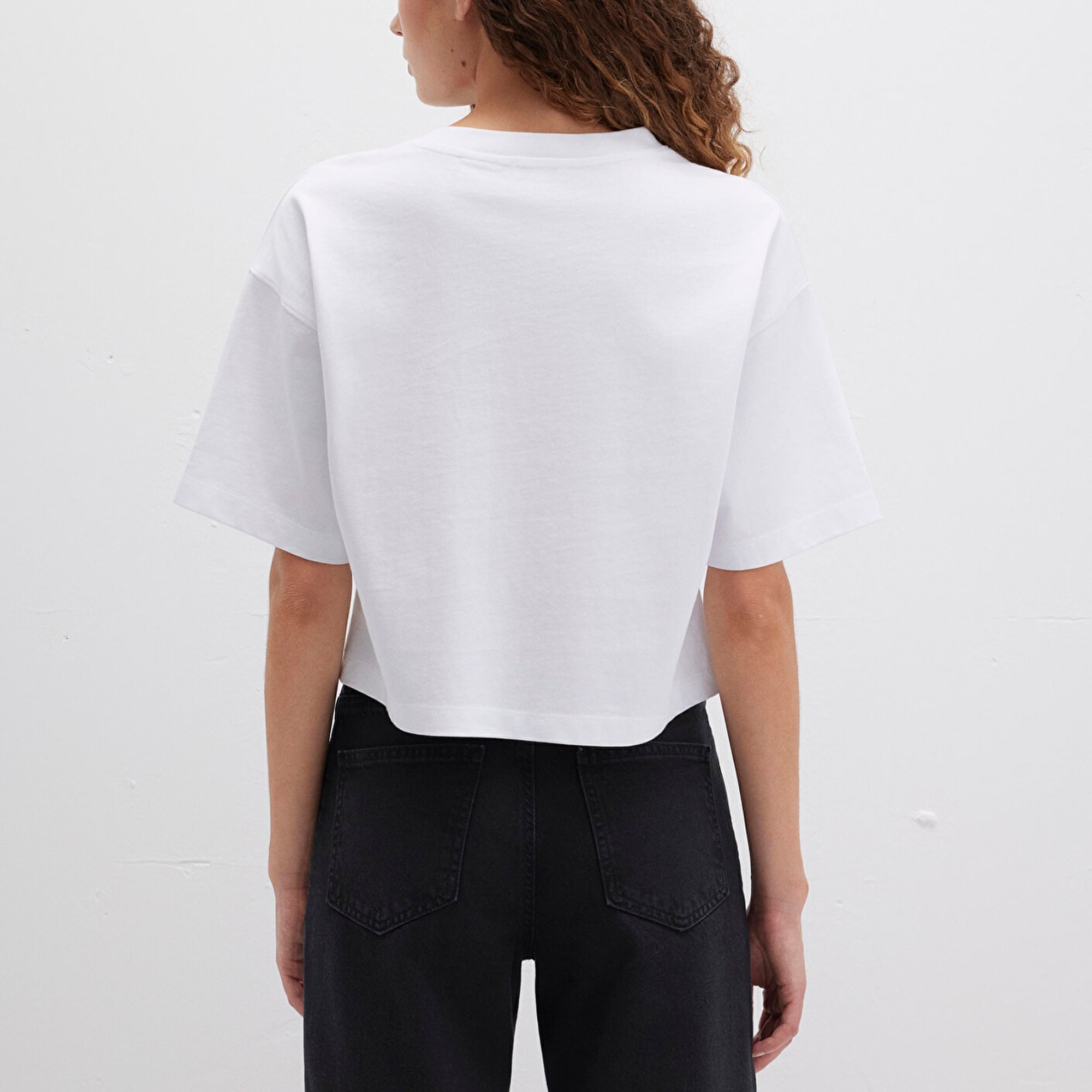 Mavi Snoopy Baskılı Beyaz Tişört Boxy Fit 1613669-620