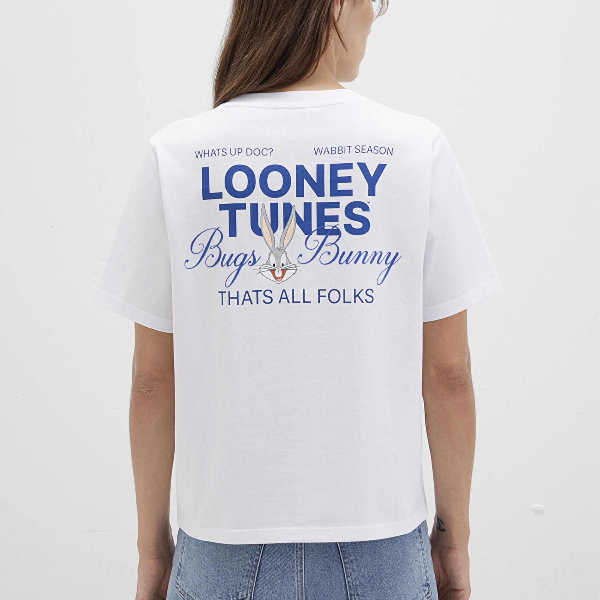 Mavi Bugs Bunny Baskılı Beyaz Tişört Regular Fit / Normal Kesim 1613667-620
