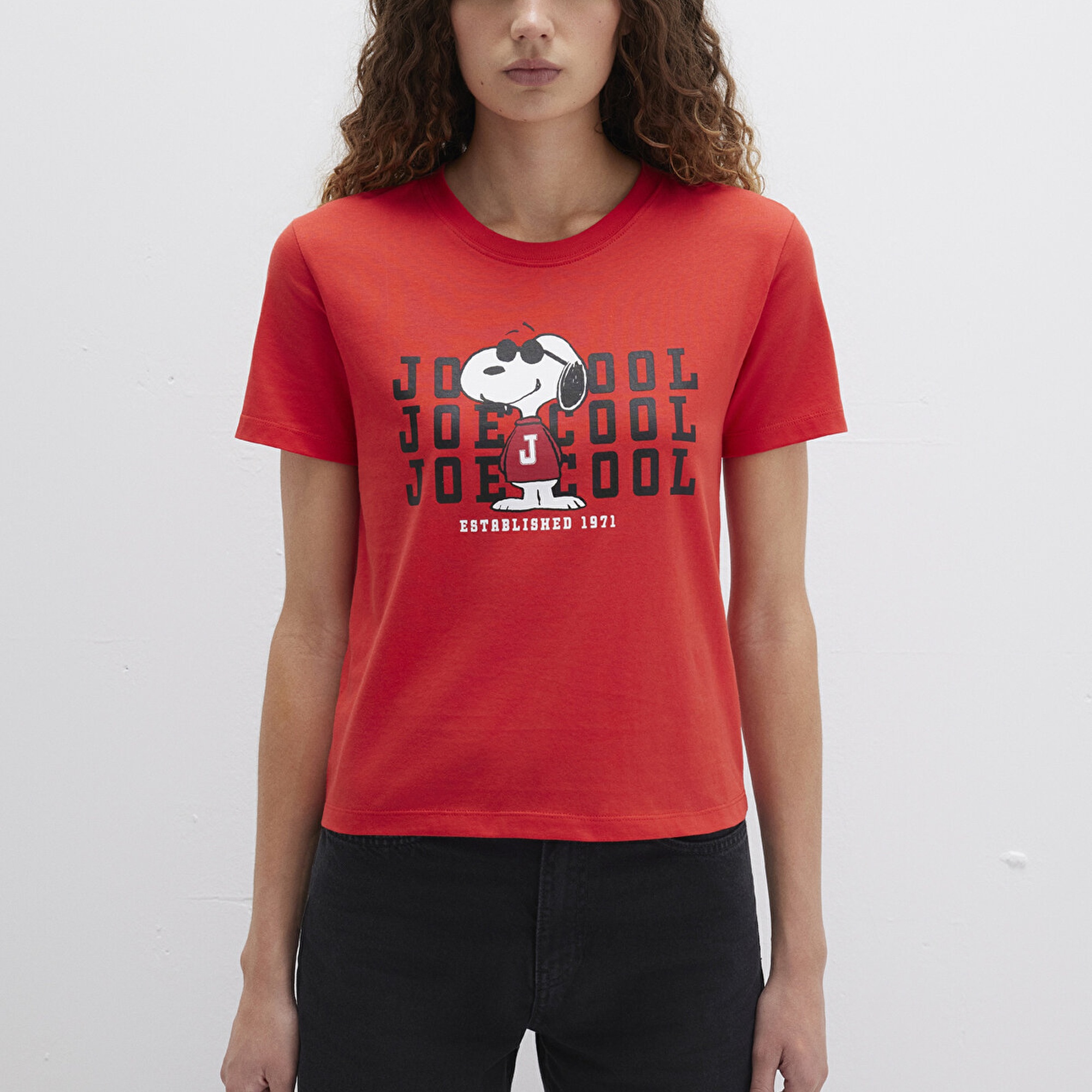 Mavi Snoopy Baskılı Kırmızı Tişört Slim Fit / Dar Kesim 1613670-83870