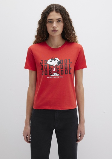  Mavi Snoopy Baskılı Kırmızı Tişört Slim Fit / Dar Kesim 1613670-83870