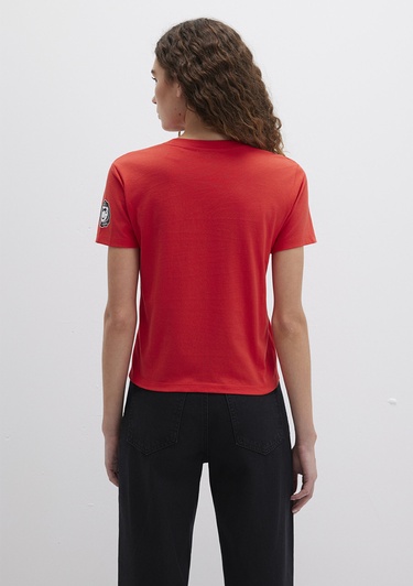  Mavi Snoopy Baskılı Kırmızı Tişört Slim Fit / Dar Kesim 1613670-83870