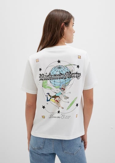  Mavi Rick And Morty Baskılı Ekru Tişört Regular Fit / Normal Kesim 1613675-70057