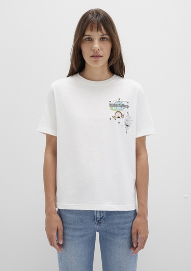  Mavi Rick And Morty Baskılı Ekru Tişört Regular Fit / Normal Kesim 1613675-70057