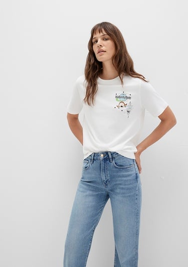  Mavi Rick And Morty Baskılı Ekru Tişört Regular Fit / Normal Kesim 1613675-70057