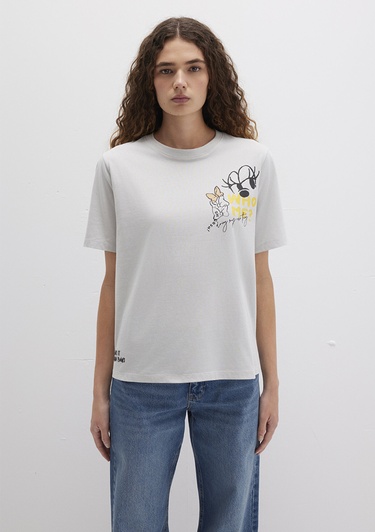  Mavi Mickey Moyse Baskılı Gri Tişört Regular Fit / Normal Kesim 1613673-70077