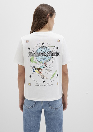  Mavi Rick And Morty Baskılı Ekru Tişört Regular Fit / Normal Kesim 1613675-70057