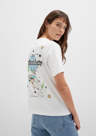  Mavi Rick And Morty Baskılı Ekru Tişört Regular Fit / Normal Kesim 1613675-70057