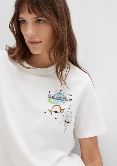  Mavi Rick And Morty Baskılı Ekru Tişört Regular Fit / Normal Kesim 1613675-70057