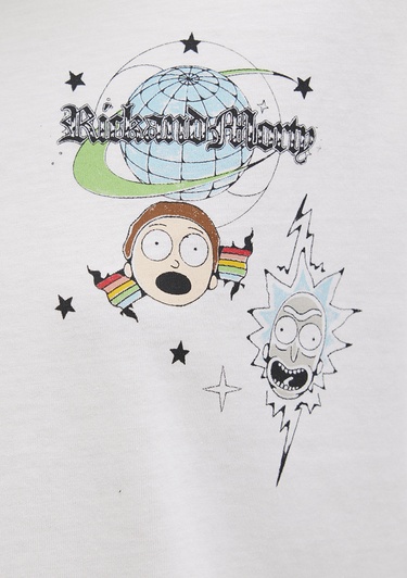 Mavi Rick And Morty Baskılı Ekru Tişört Regular Fit / Normal Kesim 1613675-70057