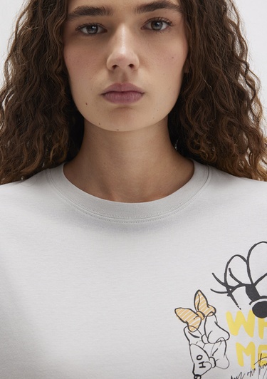  Mavi Mickey Moyse Baskılı Gri Tişört Regular Fit / Normal Kesim 1613673-70077