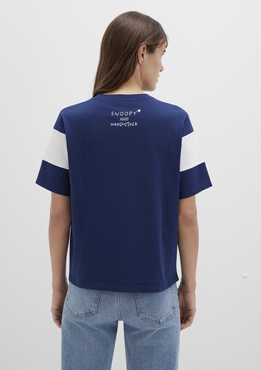  Mavi Snoopy Baskılı Lacivert Tişört Regular Fit / Normal Kesim 1613671-70491
