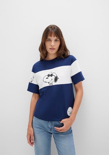  Mavi Snoopy Baskılı Lacivert Tişört Regular Fit / Normal Kesim 1613671-70491